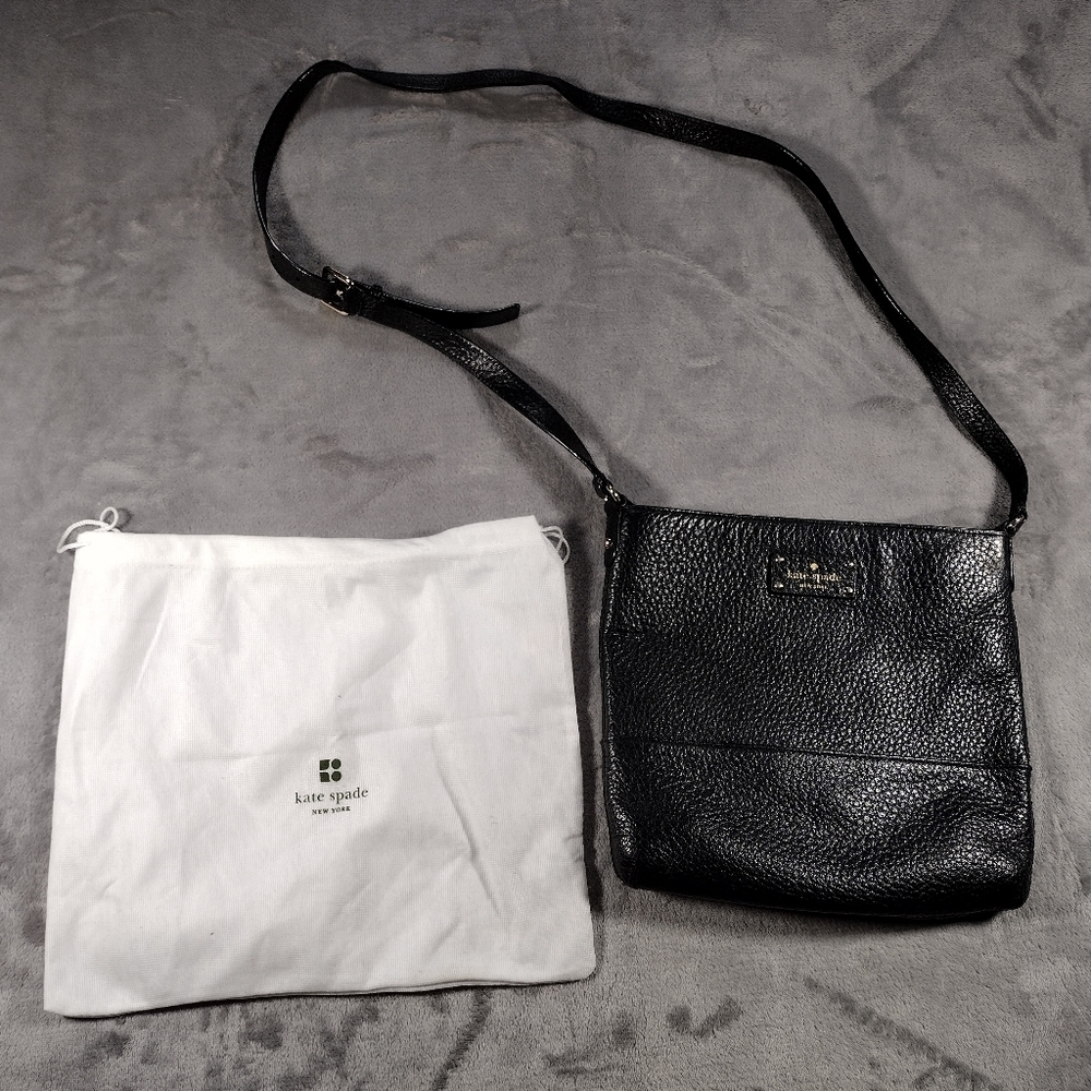 Kate Spade Bay Street Cora Crossbody Black Leather Pebbled Shoulder Bag EUC Mint
